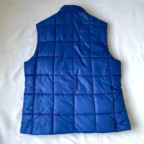 H&M Blue Quilted Puffer Sleeveless Vest Men 44R, 2 Zip Pockets - Picture 5 of 14